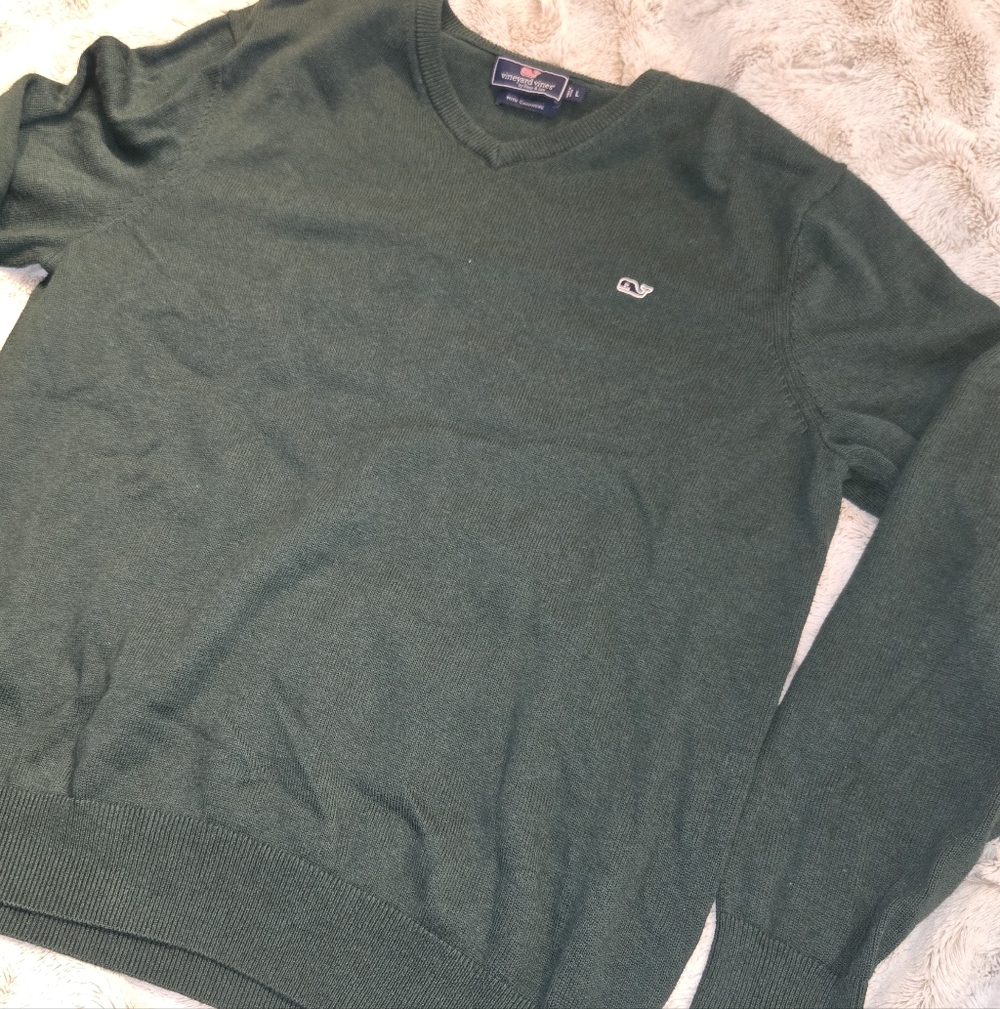 Vineyard Vines Men’s Green Cotton Cashmere Blend Crewneck Sweater Large